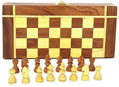 Handmade Folding Wooden Chess Board Game Set - Non Magnetic | Verified Sustainable by Brown Living™