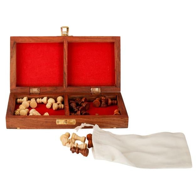 Handmade Folding Wooden Chess Board Game Set - Non Magnetic | Verified Sustainable by Brown Living™