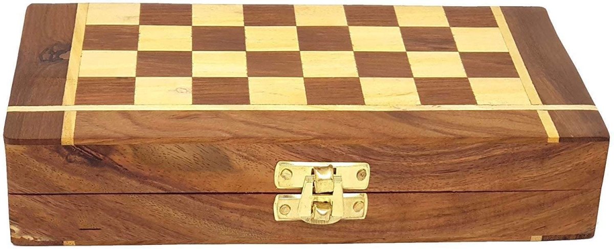 Handmade Folding Wooden Chess Board Game Set - Non Magnetic | Verified Sustainable by Brown Living™