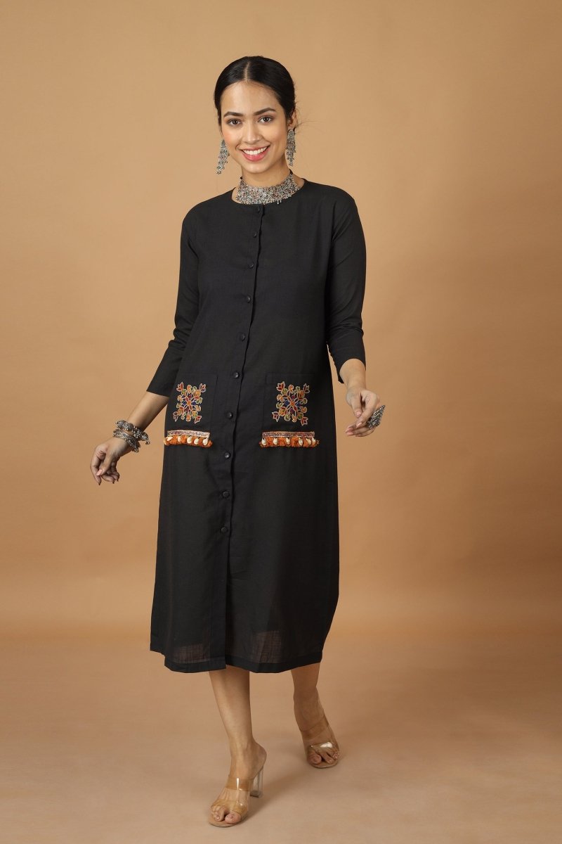 Folklore Ahir Matka Cotton Dress | Verified Sustainable by Brown Living™