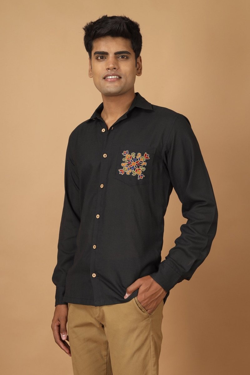 Folklore Ahir Mens Cotton Shirt | Verified Sustainable by Brown Living™