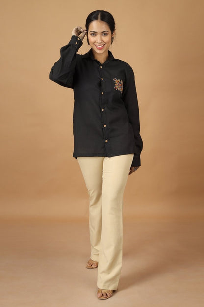 Folklore Ahir Womens Cotton Shirt | Verified Sustainable by Brown Living™