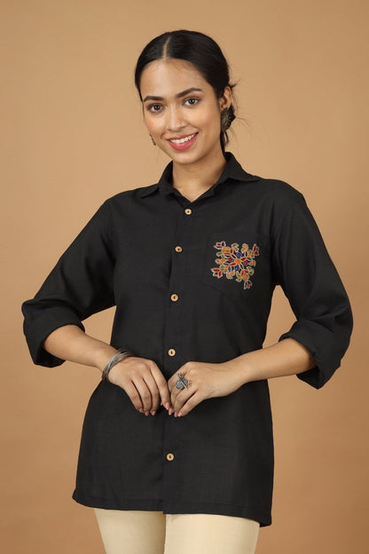 Folklore Ahir Womens Cotton Shirt | Verified Sustainable by Brown Living™