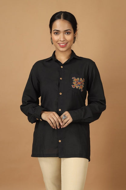 Folklore Ahir Womens Cotton Shirt | Verified Sustainable by Brown Living™