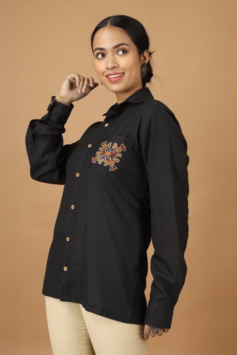 Folklore Ahir Womens Cotton Shirt | Verified Sustainable by Brown Living™