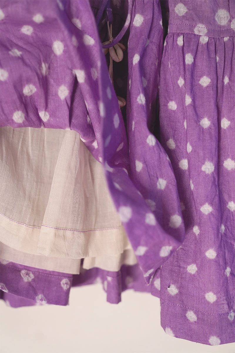Buy Fool'S Paradise' Tiered Maxi Bandhani Girls Dress In Purple | Shop Verified Sustainable Kids Frocks & Dresses on Brown Living™
