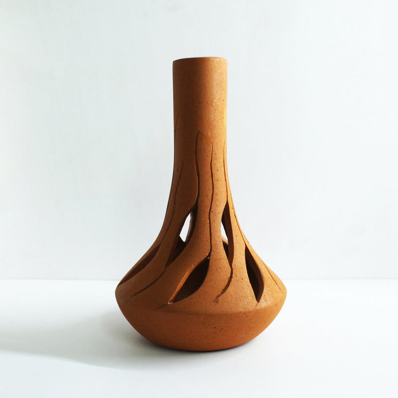 Buy Fountain Cut Profiled Terracotta Flower Vase | Shop Verified Sustainable Decor & Artefacts on Brown Living™