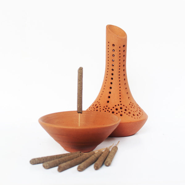 Buy Fountain' Incense Stick Stand with Pure Dhu (Tural Resin)- 100 pcs | Shop Verified Sustainable Pooja Needs on Brown Living™