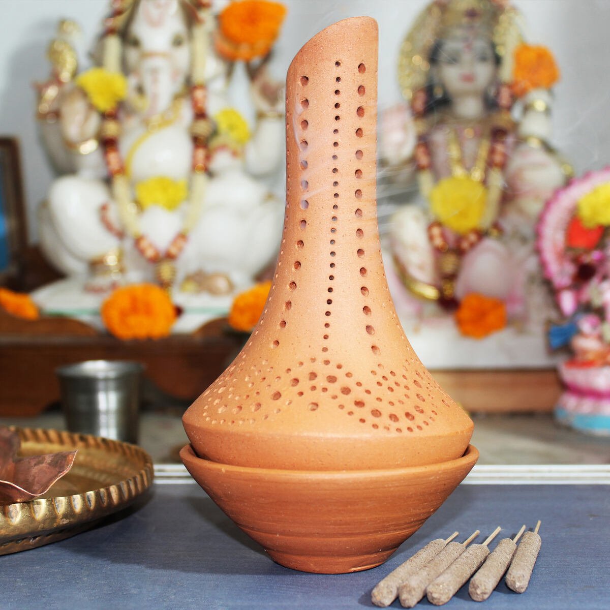 Fountain' Incense Stick Stand with Pure Dhuna (Natural Resin) - 100 pcs | Verified Sustainable by Brown Living™