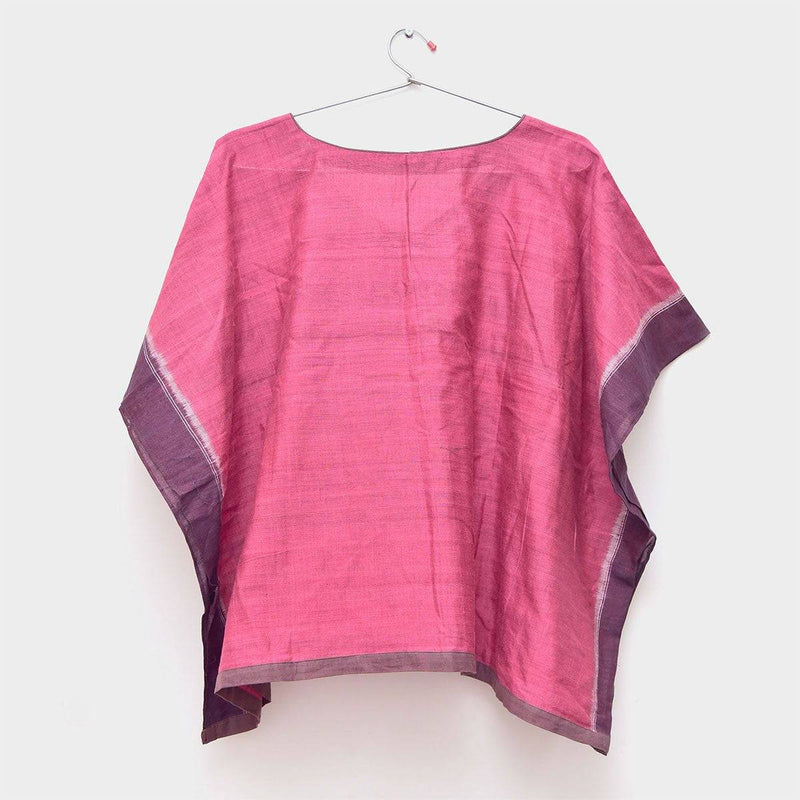 Buy Free-size Lata Hot pink Ikat Poncho | Shop Verified Sustainable Products on Brown Living