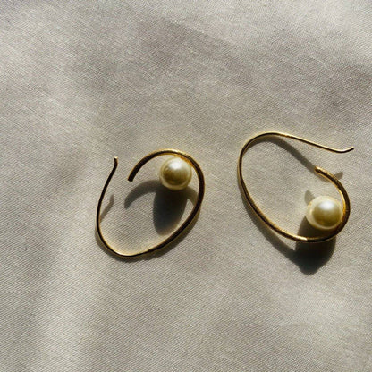 Freshwater Cultured Floating Pearl Hoop Earrings | Verified Sustainable by Brown Living™