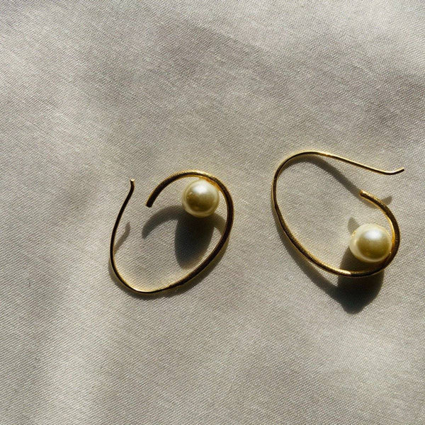 Buy Freshwater Cultured Floating Pearl Hoop Earrings | Shop Verified Sustainable Products on Brown Living