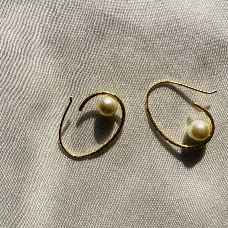 Buy Freshwater Cultured Floating Pearl Hoop Earrings | Shop Verified Sustainable Womens Earrings on Brown Living™