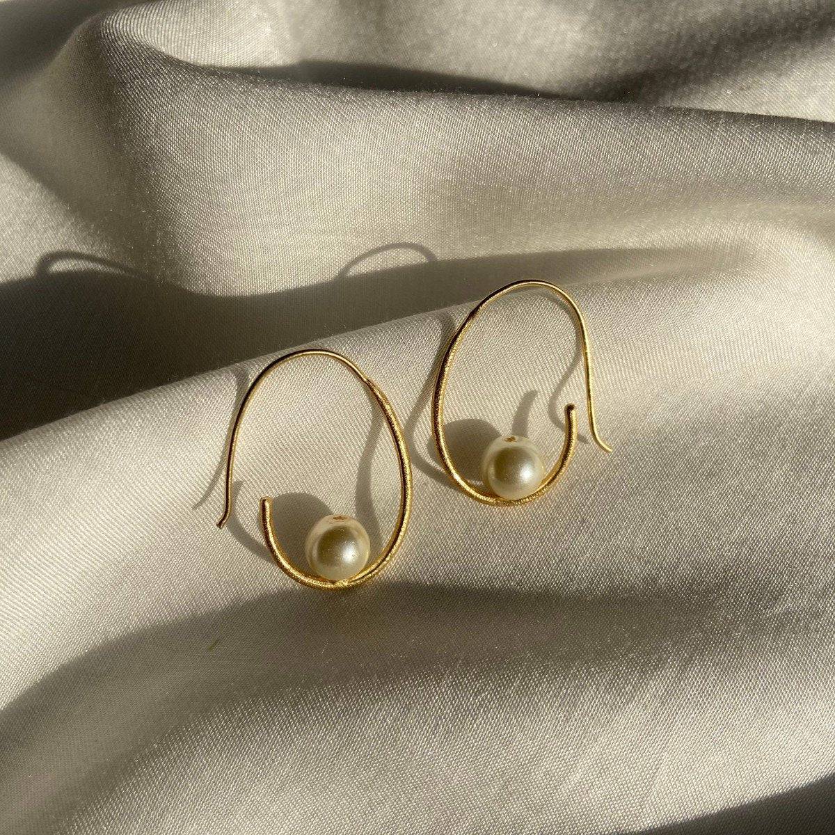 Freshwater Cultured Floating Pearl Hoop Earrings | Verified Sustainable by Brown Living™