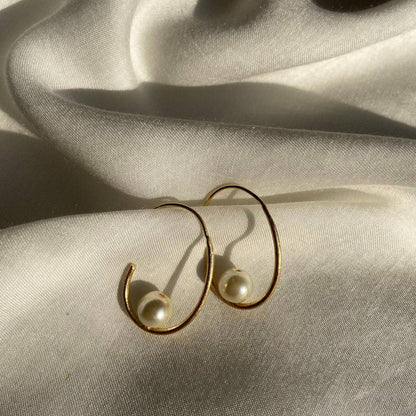 Freshwater Cultured Floating Pearl Hoop Earrings | Verified Sustainable by Brown Living™