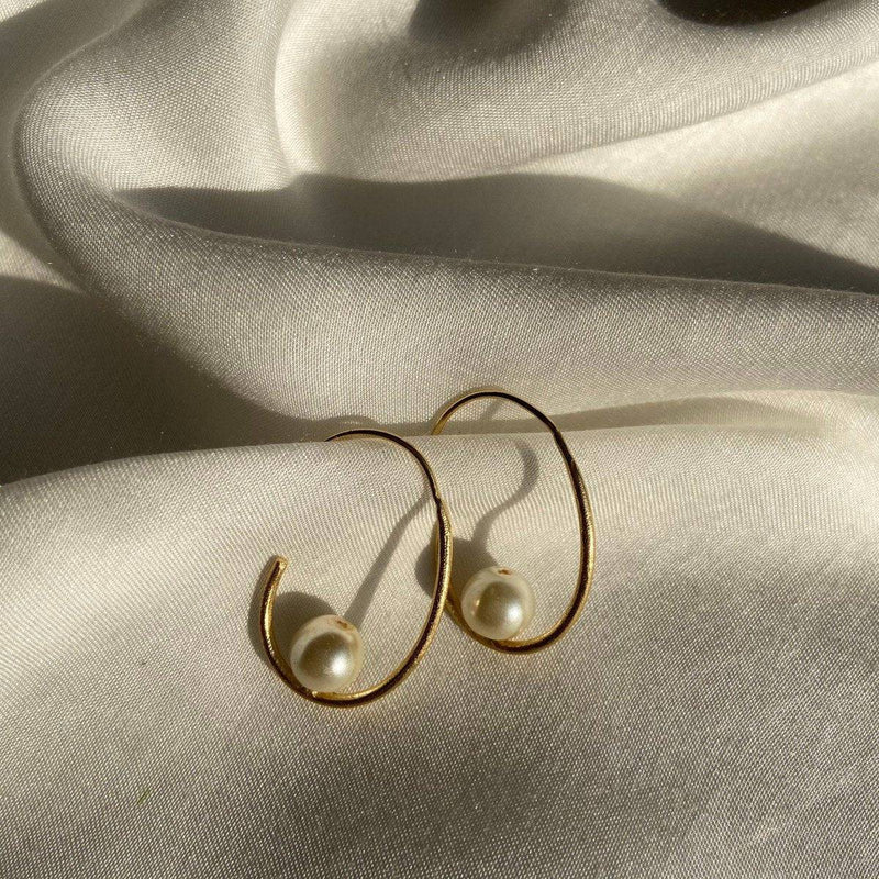 Buy Freshwater Cultured Floating Pearl Hoop Earrings | Shop Verified Sustainable Womens Earrings on Brown Living™