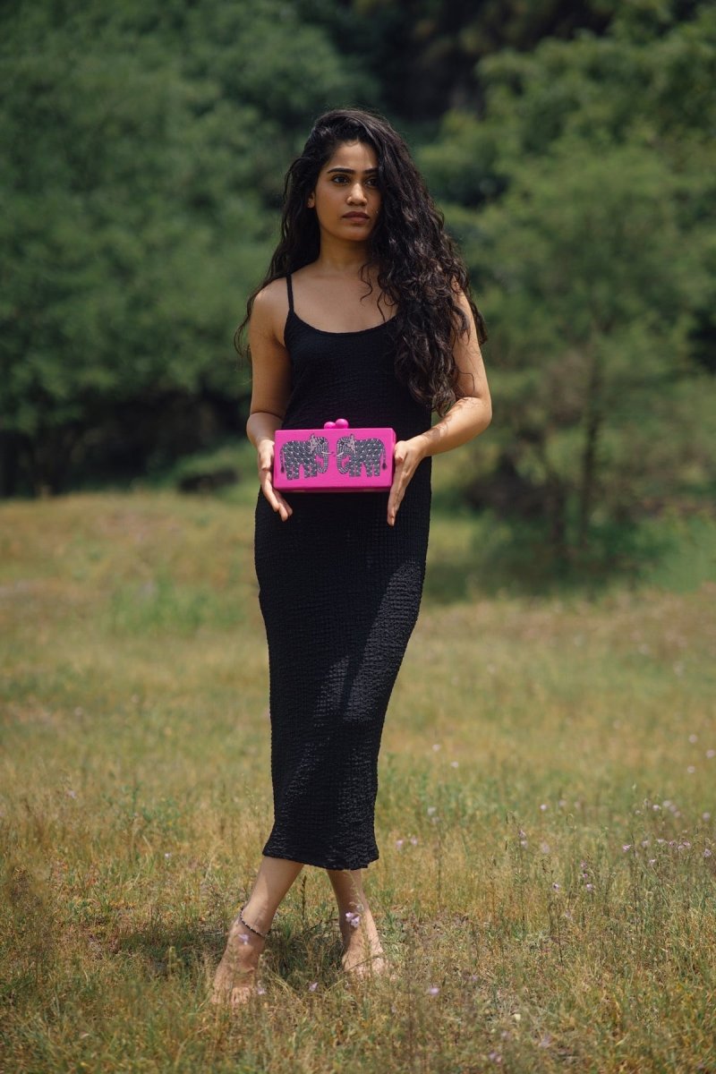 Buy Fuchsia Haathi Hand Painted Womens Wooden Clutch | Shop Verified Sustainable Products on Brown Living