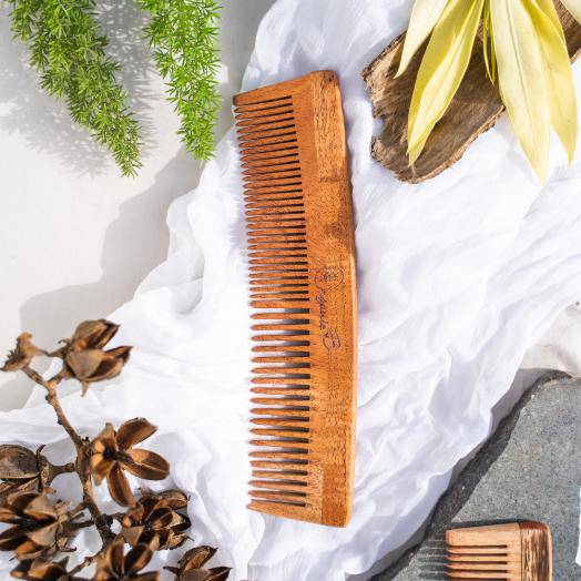 Buy Full Neem Comb - Narrow and Wide - for Styling and Detangling | Shop Verified Sustainable Hair Comb on Brown Living™