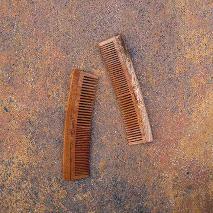 Full Neem Comb - Narrow and Wide - for Styling and Detangling | Verified Sustainable by Brown Living™