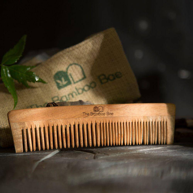 Buy Full Neem Wood Comb | Wide & Narrow Teeth | Detangling & Styling | Shop Verified Sustainable Hair Comb on Brown Living™