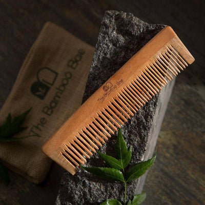 Full Neem Wood Comb | Wide & Narrow Teeth | Detangling & Styling – Hair Comb on Brown Living™. SKU: TBB - 39. Img 1.