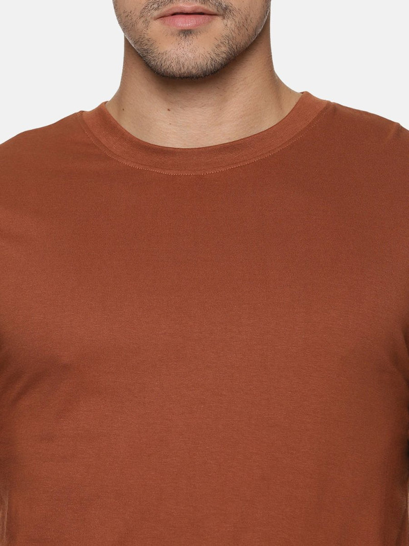 Buy Full Sleeve Mens Organic Crew Neck Tshirt | Earthy Brown | Shop Verified Sustainable Mens Tshirt on Brown Living™