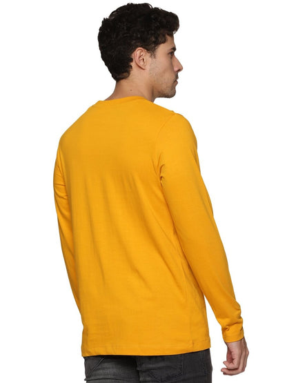 Mens Organic Full Sleeve Crew Neck T-shirt | Mustard Yellow | Verified Sustainable by Brown Living™