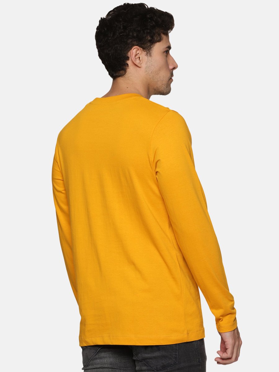 Mens Organic Full Sleeve Crew Neck T-shirt | Mustard Yellow | Verified Sustainable by Brown Living™