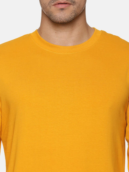 Mens Organic Full Sleeve Crew Neck T-shirt | Mustard Yellow | Verified Sustainable by Brown Living™