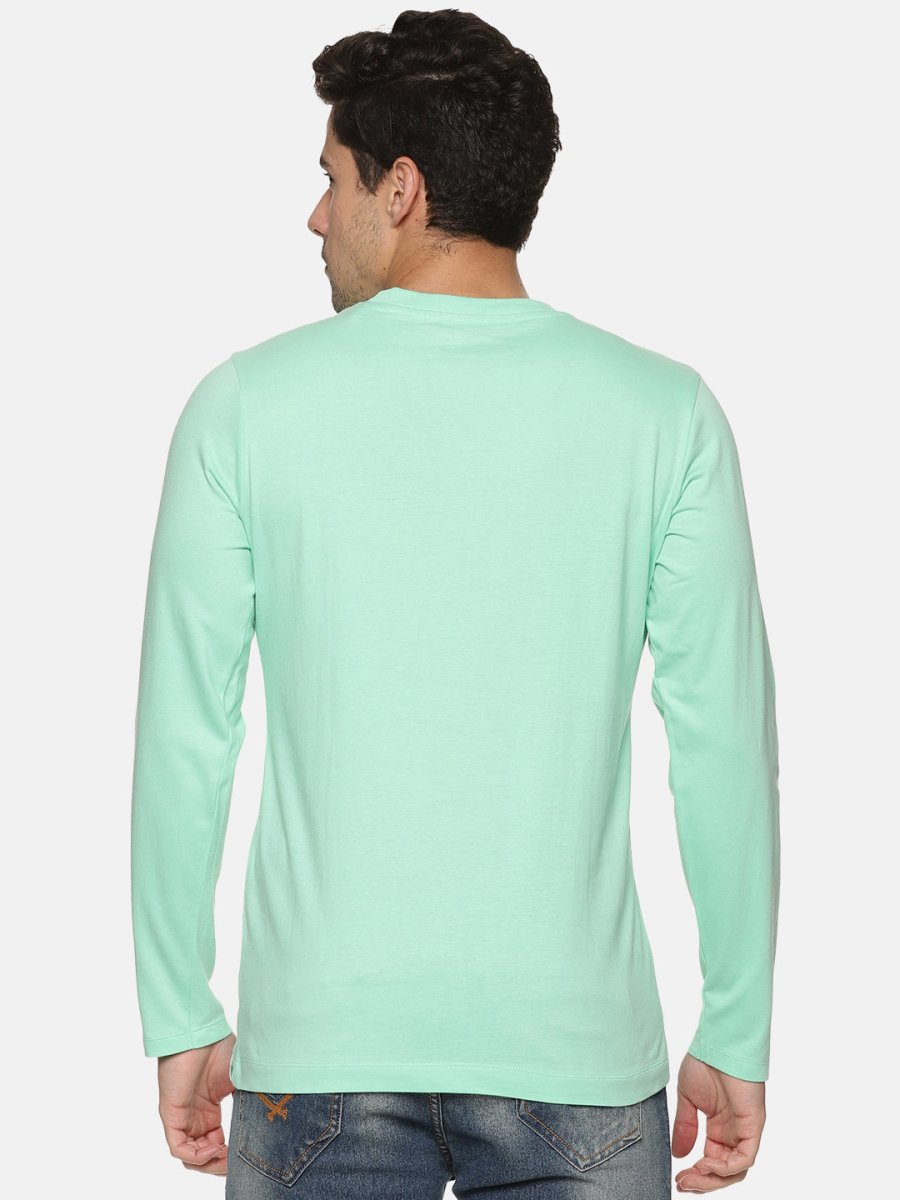 Full Sleeve Mens organi Crew Neck T-shirt | Pastel Green | Verified Sustainable by Brown Living™