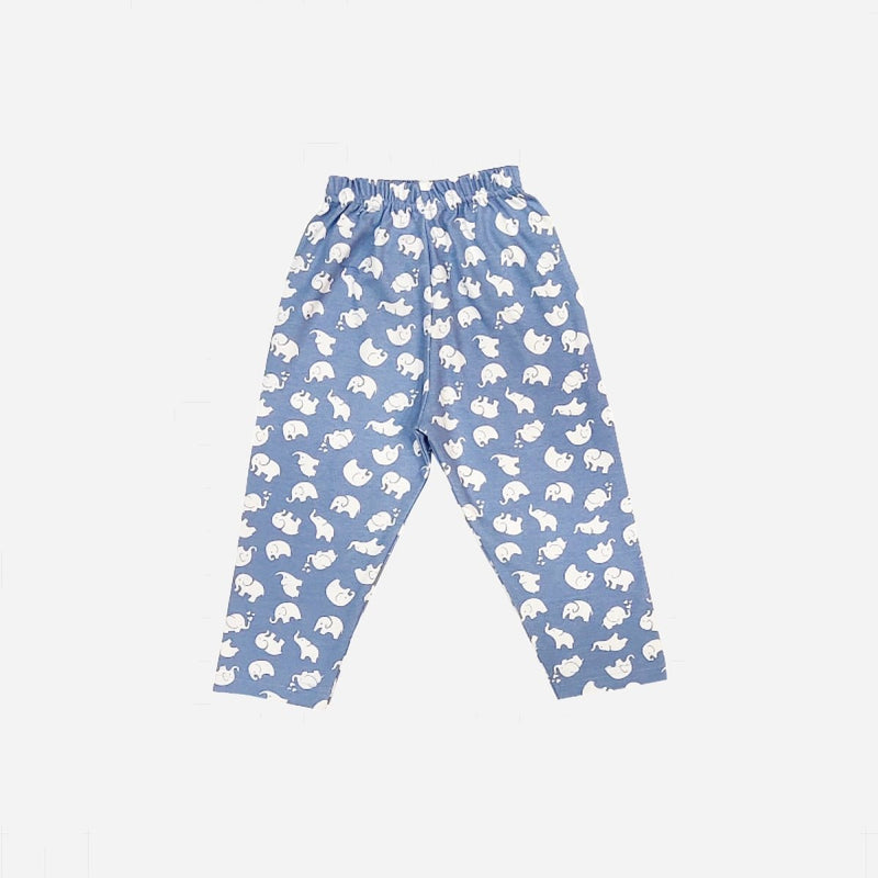 Buy Elephant Light Blue Full Sleeves Printed Night Suit Baby/Kids | Shop Verified Sustainable Kids Nightwear on Brown Living™