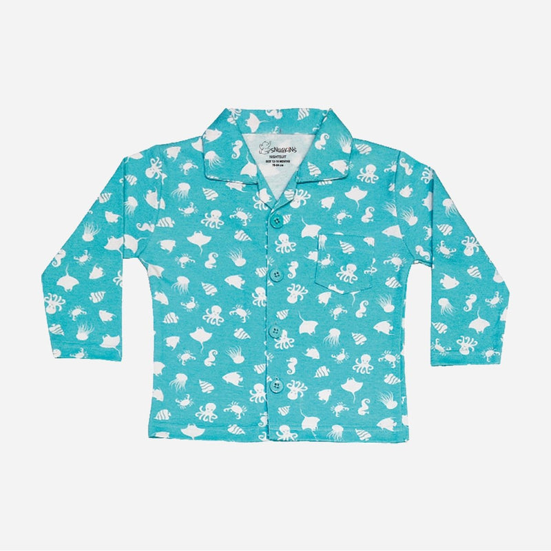 Buy Full Sleeves Octopus AquaBlue Printed Night Suit for Baby/Kids | Shop Verified Sustainable Products on Brown Living