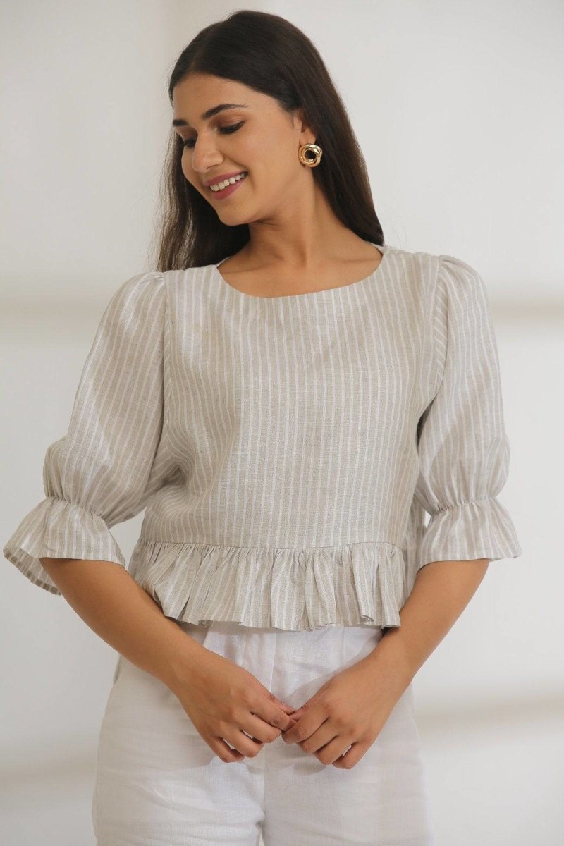 Buy Fun-Frills Striped Hemp Crop Top | Shop Verified Sustainable Products on Brown Living