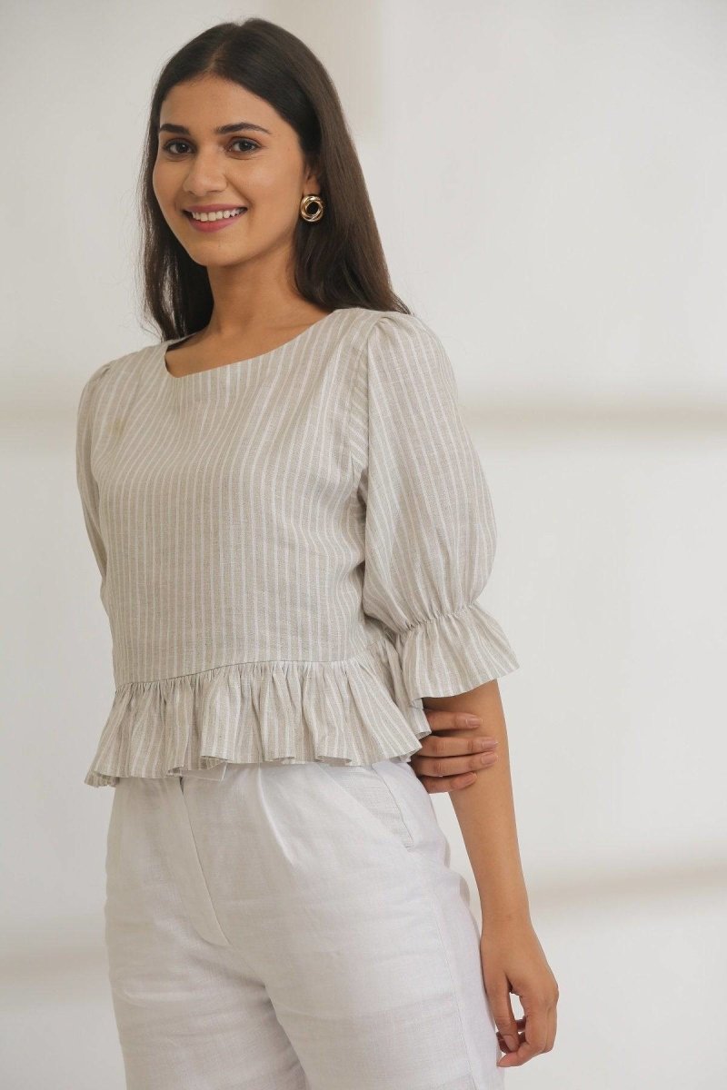 Fun - Frills Striped Hemp Crop Top | Verified Sustainable by Brown Living™