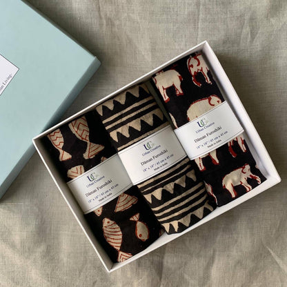 Furoshiki Fabric Gift Wraps in 100% cotton - Assorted Set of 3 | Verified Sustainable by Brown Living™