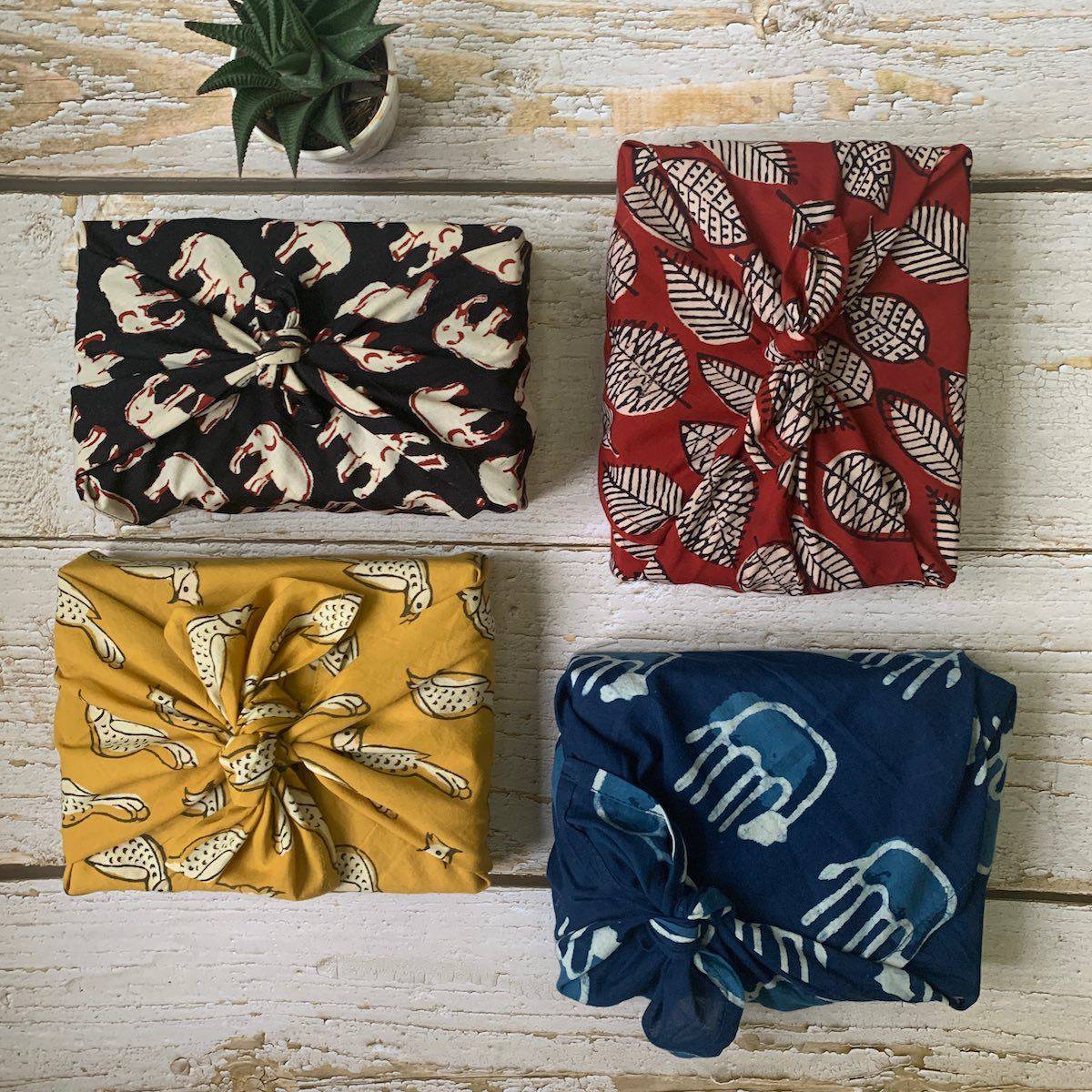 Furoshiki Fabric Gift Wraps in 100% cotton - Assorted Set of 3 | Verified Sustainable by Brown Living™