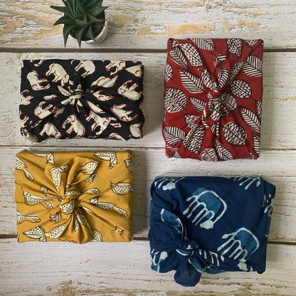 Furoshiki Fabric Gift Wraps in 100% cotton - Assorted Set of 3 | Verified Sustainable by Brown Living™