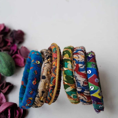 Fusion Upcycled Fabric Bangles - Set of 6 | Verified Sustainable by Brown Living™