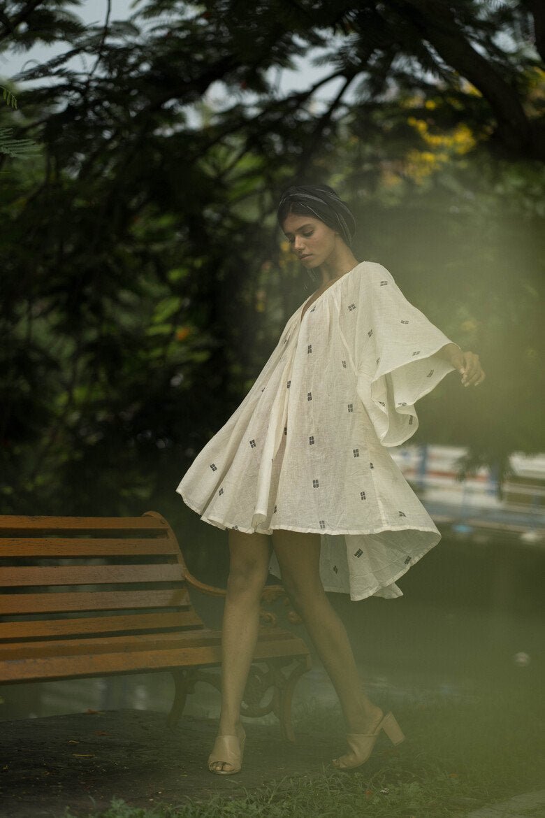 Buy Gadiva Dress - Off White + Dark Grey | Shop Verified Sustainable Womens Dress on Brown Living™