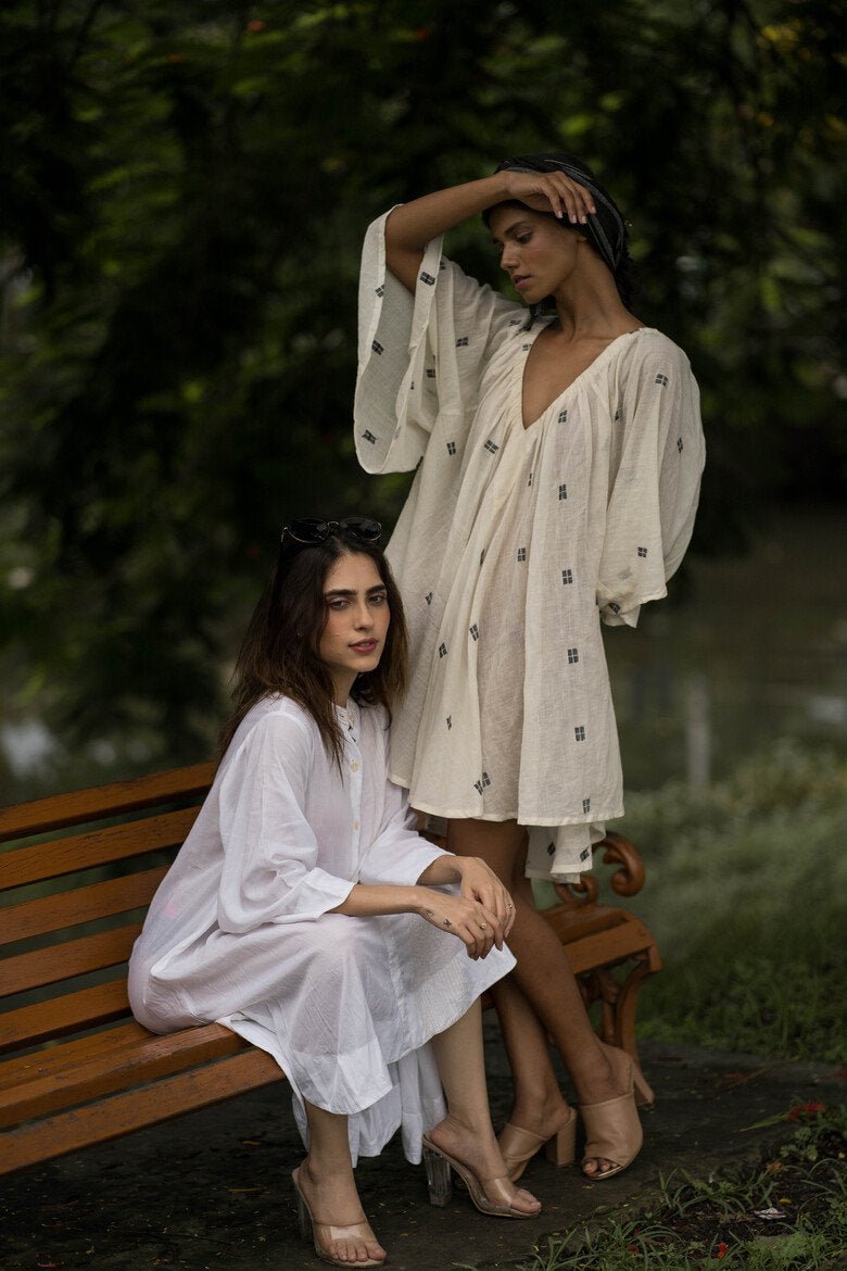 Buy Gadiva Dress - Off White + Dark Grey | Shop Verified Sustainable Womens Dress on Brown Living™