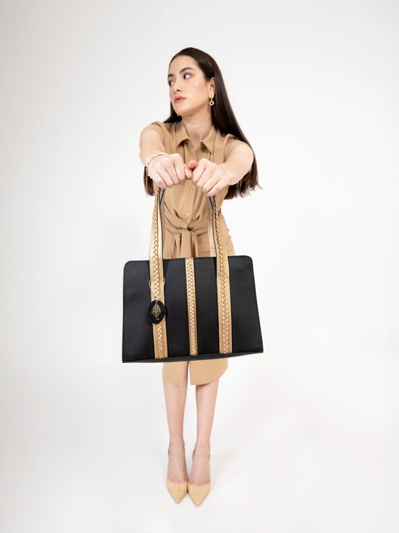 Buy Gaia (Black & Gold) | Women's bag made with Cactus Leather | Shop Verified Sustainable Products on Brown Living