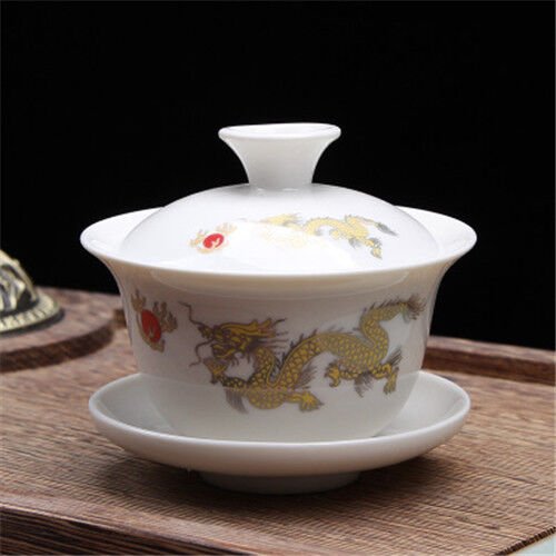 Buy Gaiwan - The Brewing Cup With Saucer and Lid - Dragon Print | Shop Verified Sustainable Products on Brown Living