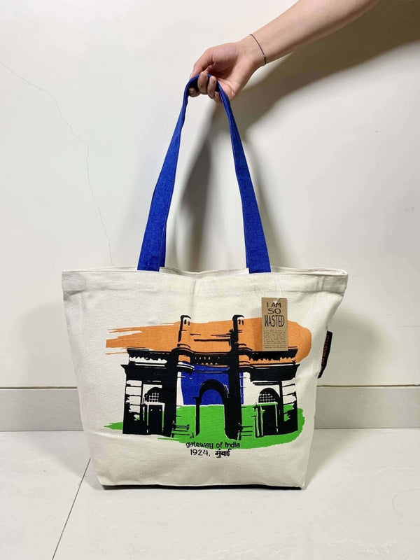 Buy Gateway of India Upcycled Tote Bag | Shop Verified Sustainable Tote Bag on Brown Living™