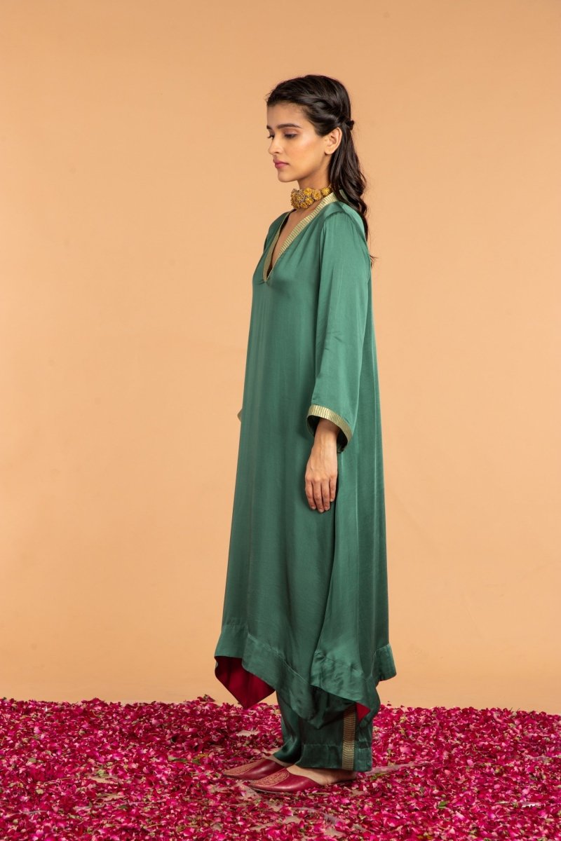 Buy Gehna Modal Satin Asymmetrical Tunic | Shop Verified Sustainable Womens Kurta on Brown Living™