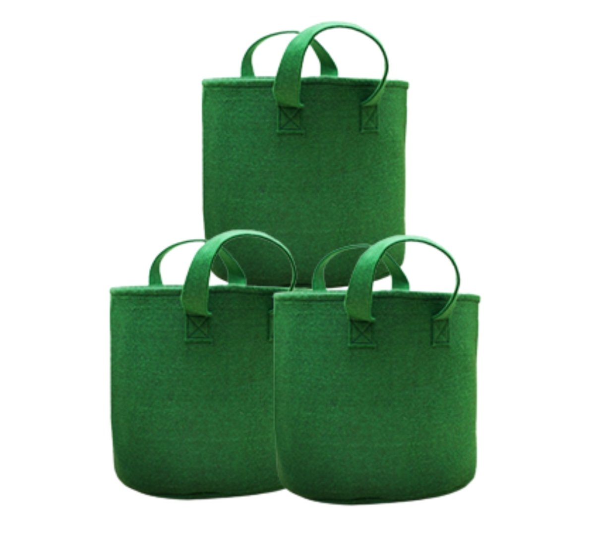 Geo Fabric Grow Bags for Home Garden(Green) - 12x12 inch - Pack3 | Verified Sustainable by Brown Living™