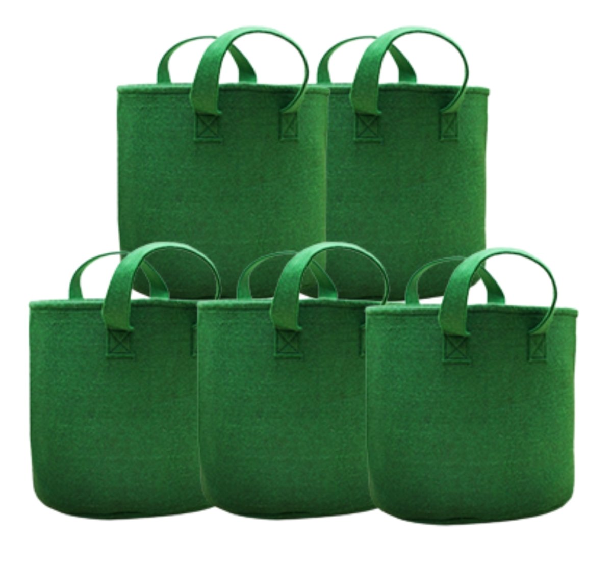 Geo Fabric Grow Bags for Home Garden(Green) - 12x12 inch - Pack5 | Verified Sustainable by Brown Living™