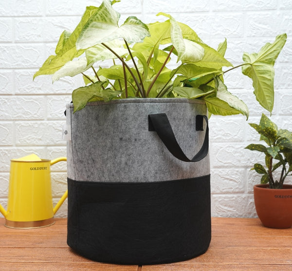 Buy Geo Fabric Grow Bags for Home Garden(GreyBlack) - 12x12 inch - Pack5 | Shop Verified Sustainable Pots & Planters on Brown Living™
