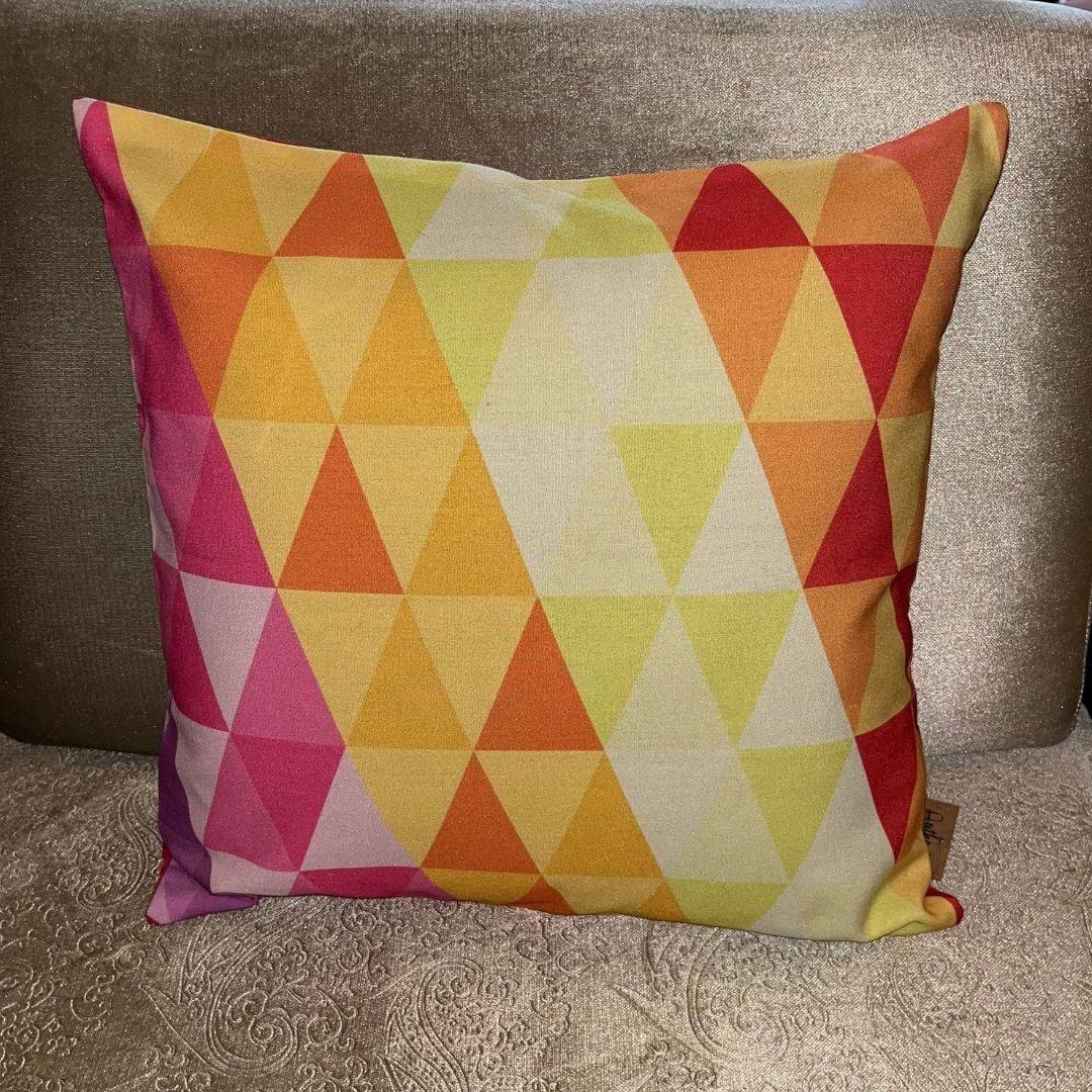 Geometric Cushion Cover - Upcycled Linen | Verified Sustainable by Brown Living™