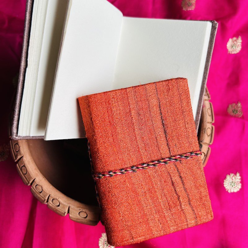 Gerua - Upcycled Handloom Fabric - Pocket Diary | Verified Sustainable by Brown Living™