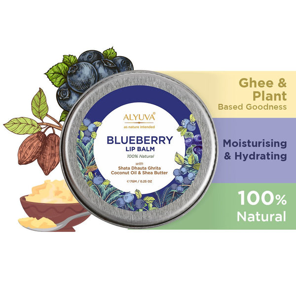 Buy Ghee Enriched 100% Natural Blueberry Lip Balms, Pack of 3, 7gms Each | Shop Verified Sustainable Products on Brown Living